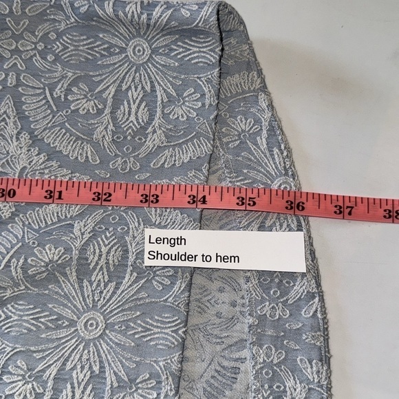 XS Halogen embroidered short sleeve blue and white, detailed zipper back dress - Picture 15 of 15